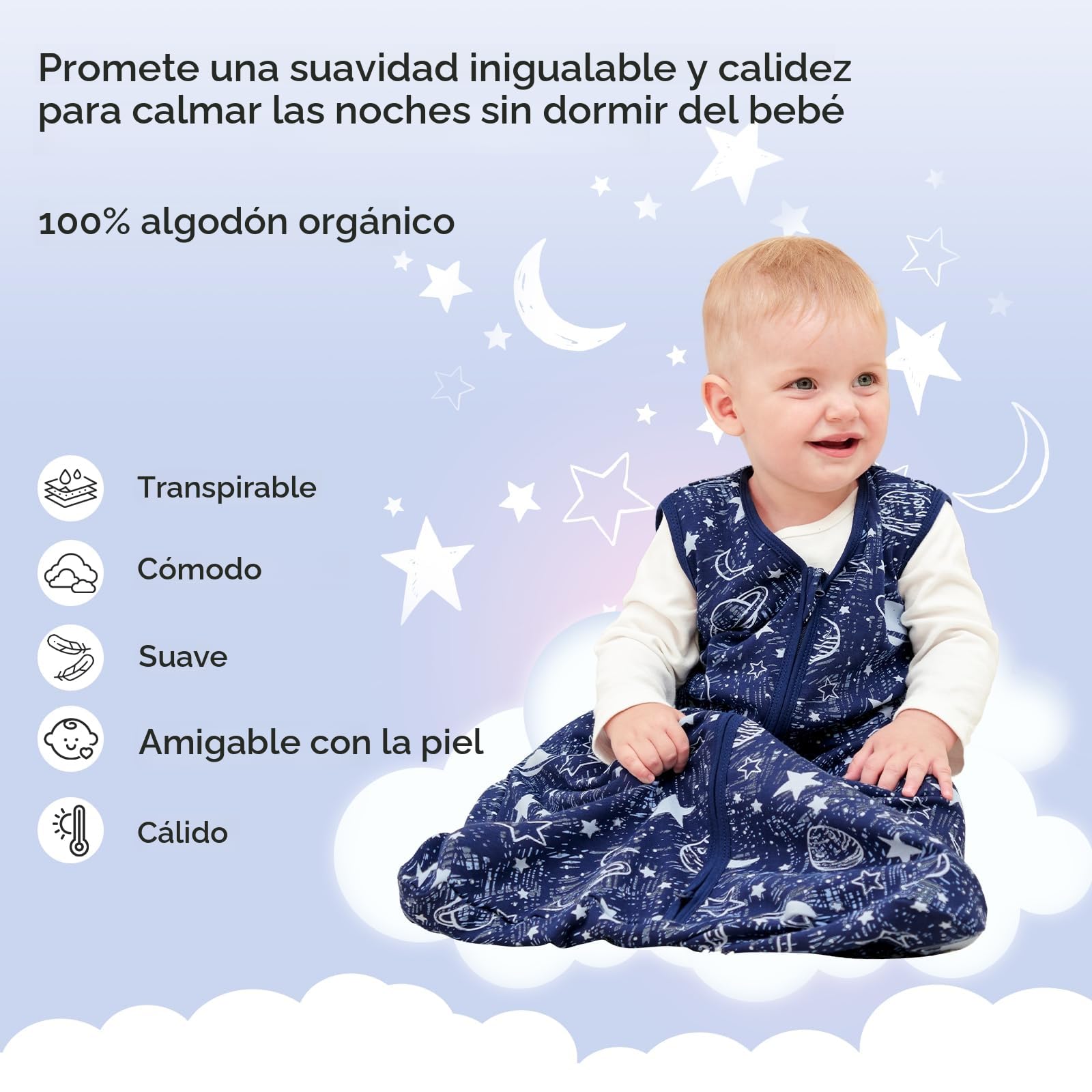 Unnivoll Baby Sleeping Bag 0.5 Tog 0-24 Months Sleep Sack 100% Cotton Baby Sleep Bag Wearable Blanket for Newborn Infant