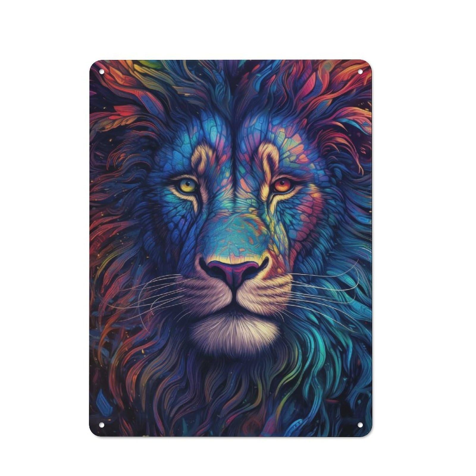 Neon Lion Closeup Character Metal Wall Decor 40x30cm, Vintage Metal Sign for Home, Shop, Pub Or Studio Wall