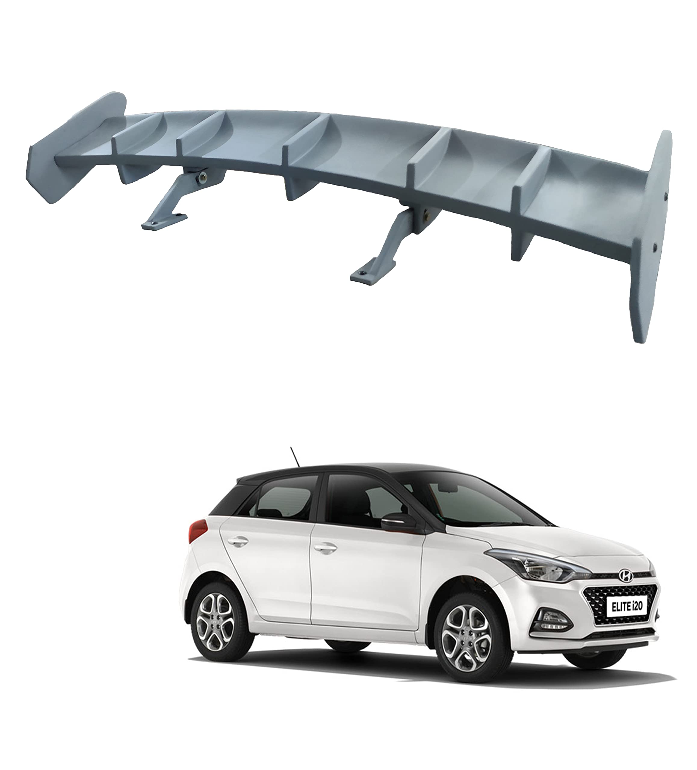 Back2Tracks - B2T AUTOMOTIVE® Car Spoiler Compatible with Hyundai I 20 (Unpainted - Ps Grey color) Car Spoiler with Light Weight Fiber Reinforced Plastic (FRP) Drilling Required.