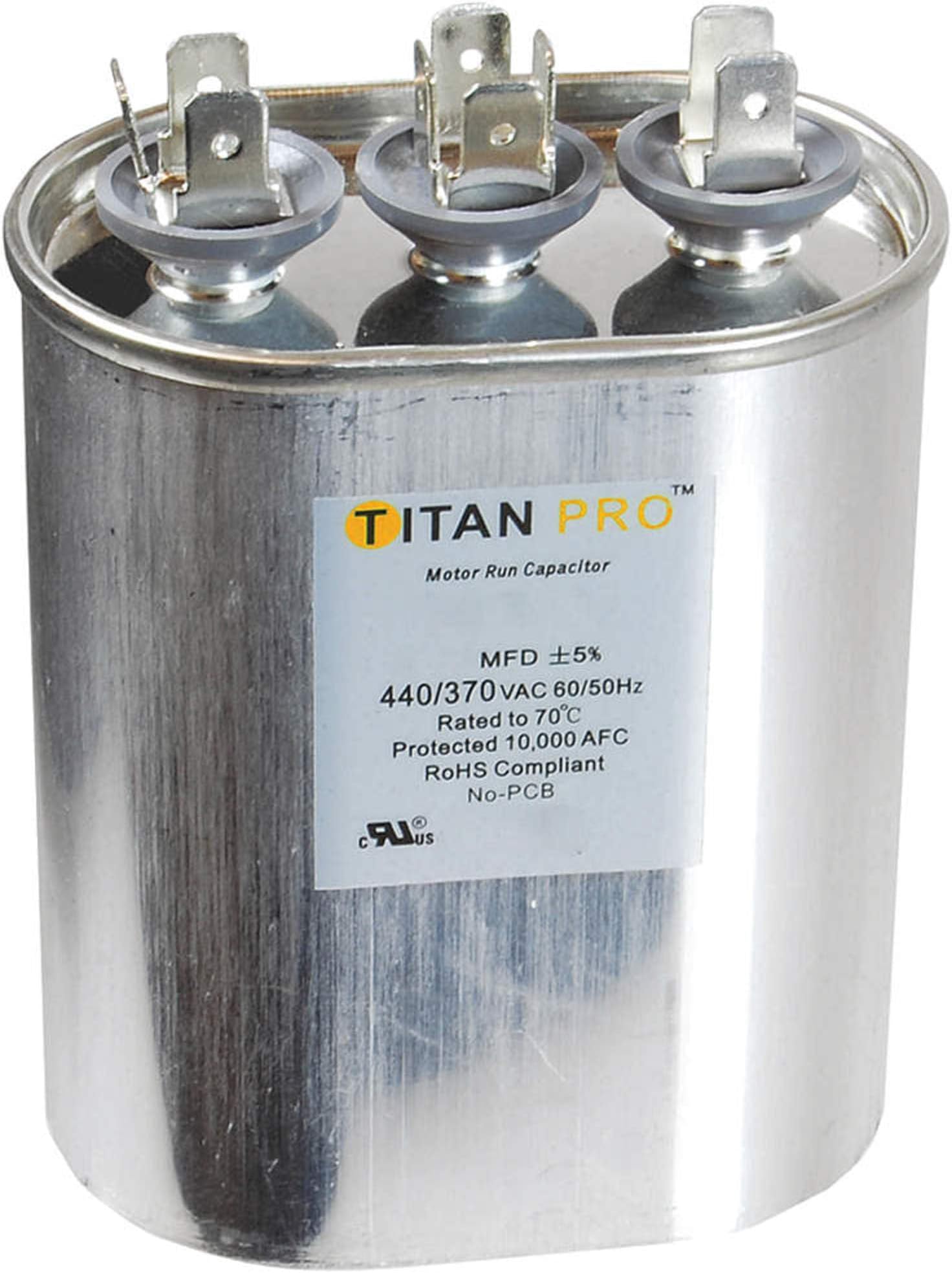 TOCFD255 Titan Pro Motor Run Capacitor 25+5 MFD 440/370V Oval Capacitor