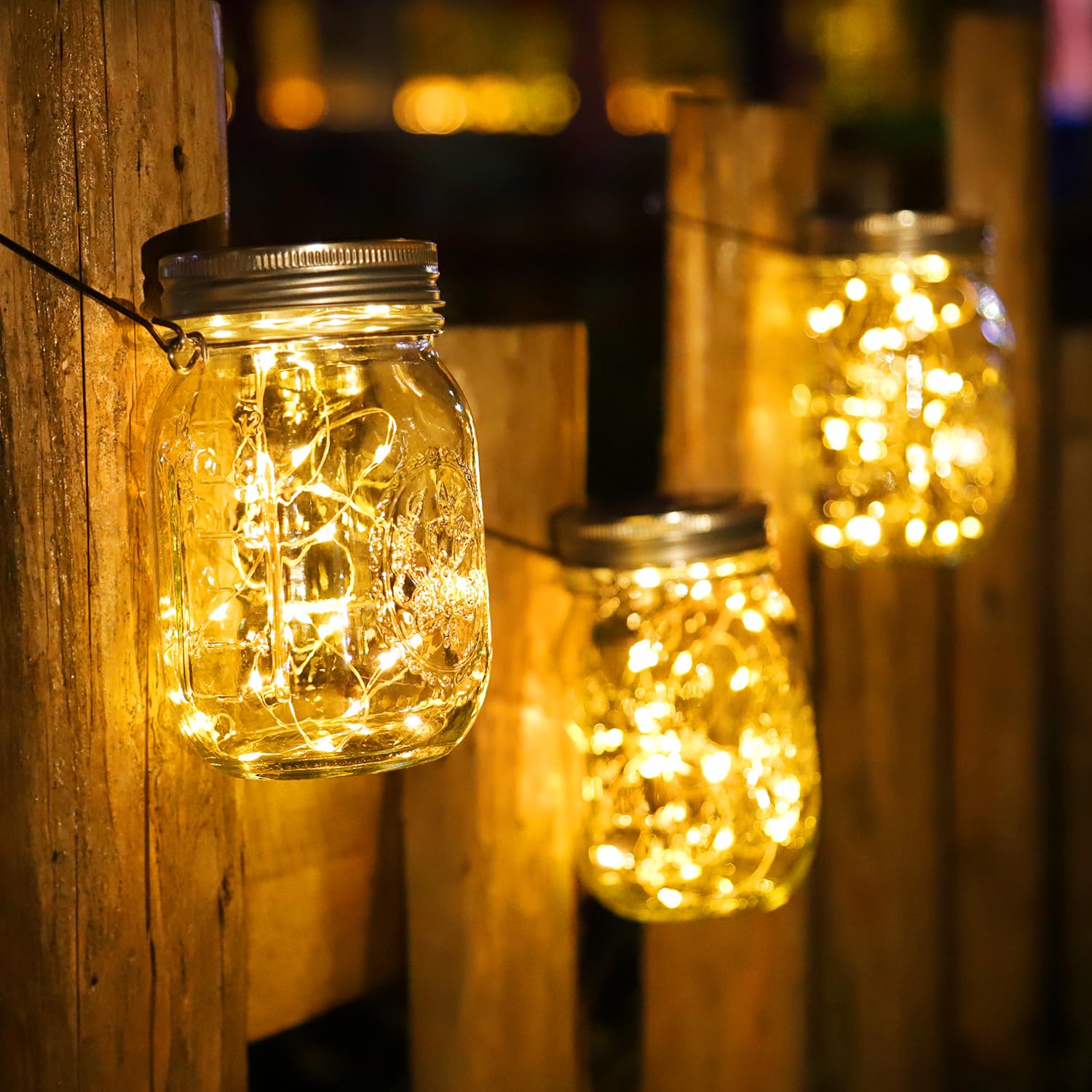 Lumière de Jardin Solaire - 4 Pièces Lanterne de Verre Solaire Imperméable Mason Jar Lanterne Jardin Exterieur pour Décoration de L'éclairage Intérieur Extérieur Chambre Maison Noël (4 Pièces)