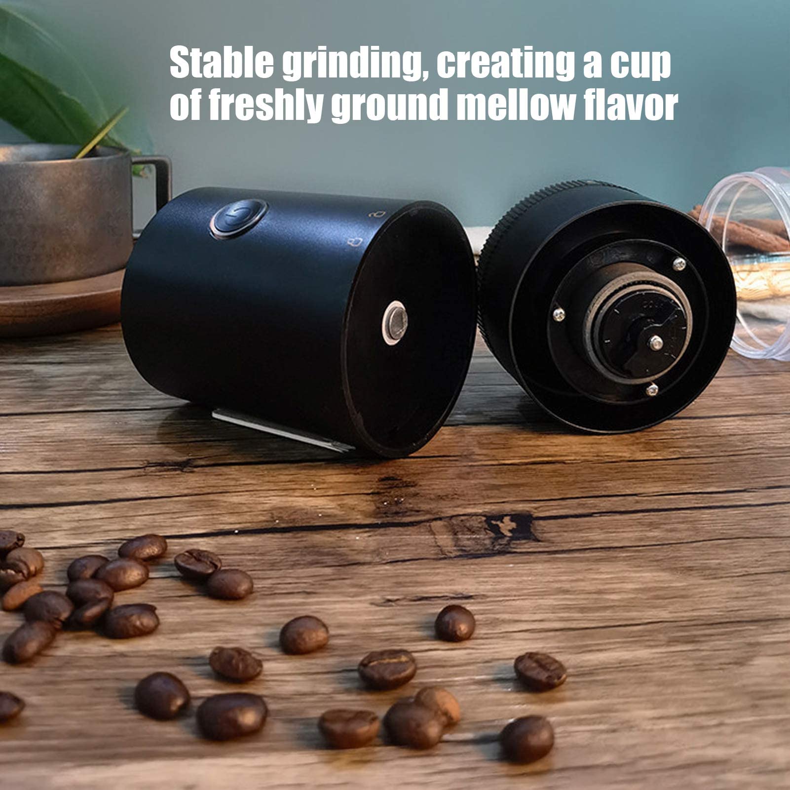 Molinillo de café BuyWeek, molinillo de café eléctrico, pequeño molinillo de café automático recargable, molinillo de café expreso(Negro)