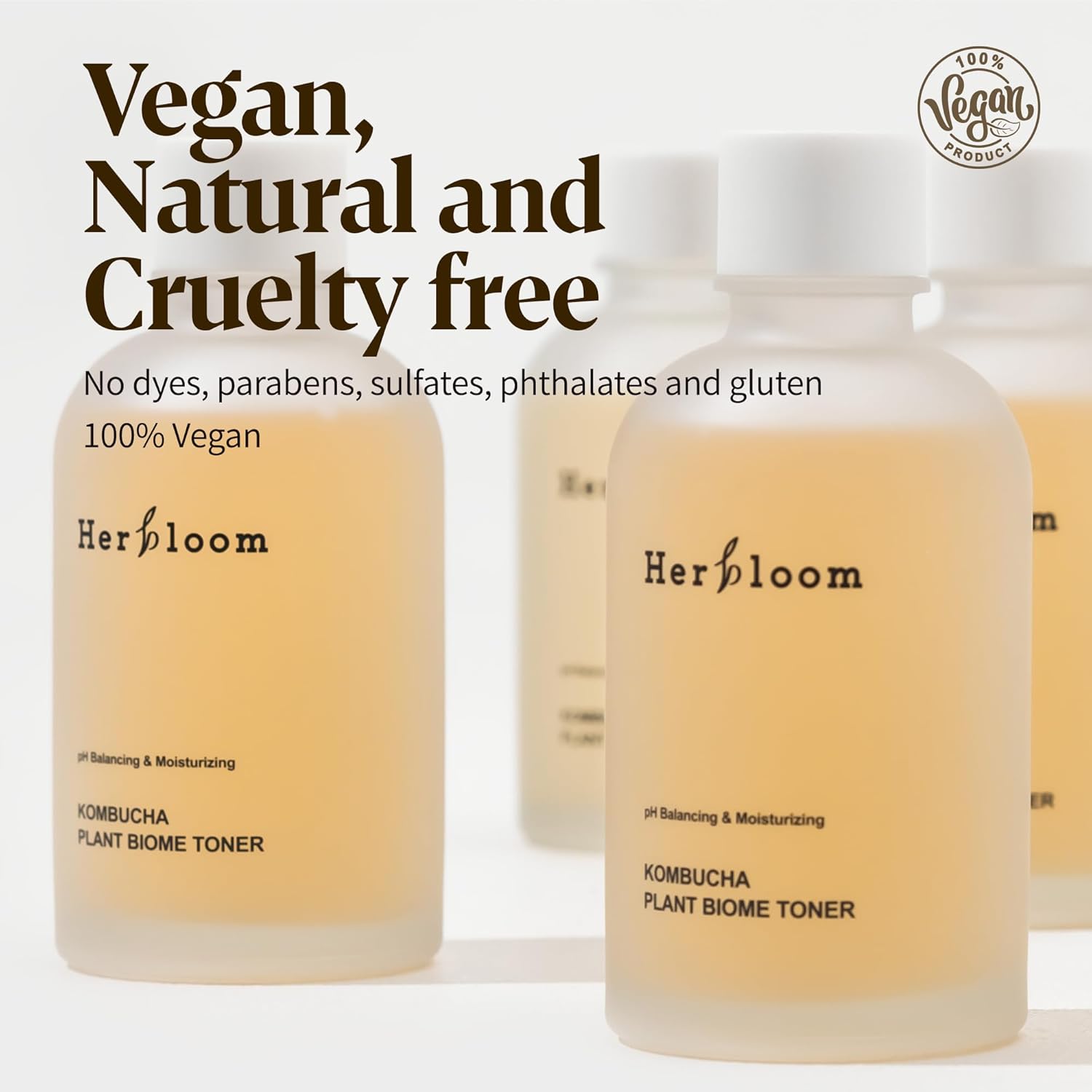 Herbloom Organic Kombucha Biome Toner - Hydrating Facial Toner with Triple Hyaluronic Acid, Skin Toner, Toner for Oily Skin, Face Toner, Vegan Korean Skincare, 5.07fl.oz.