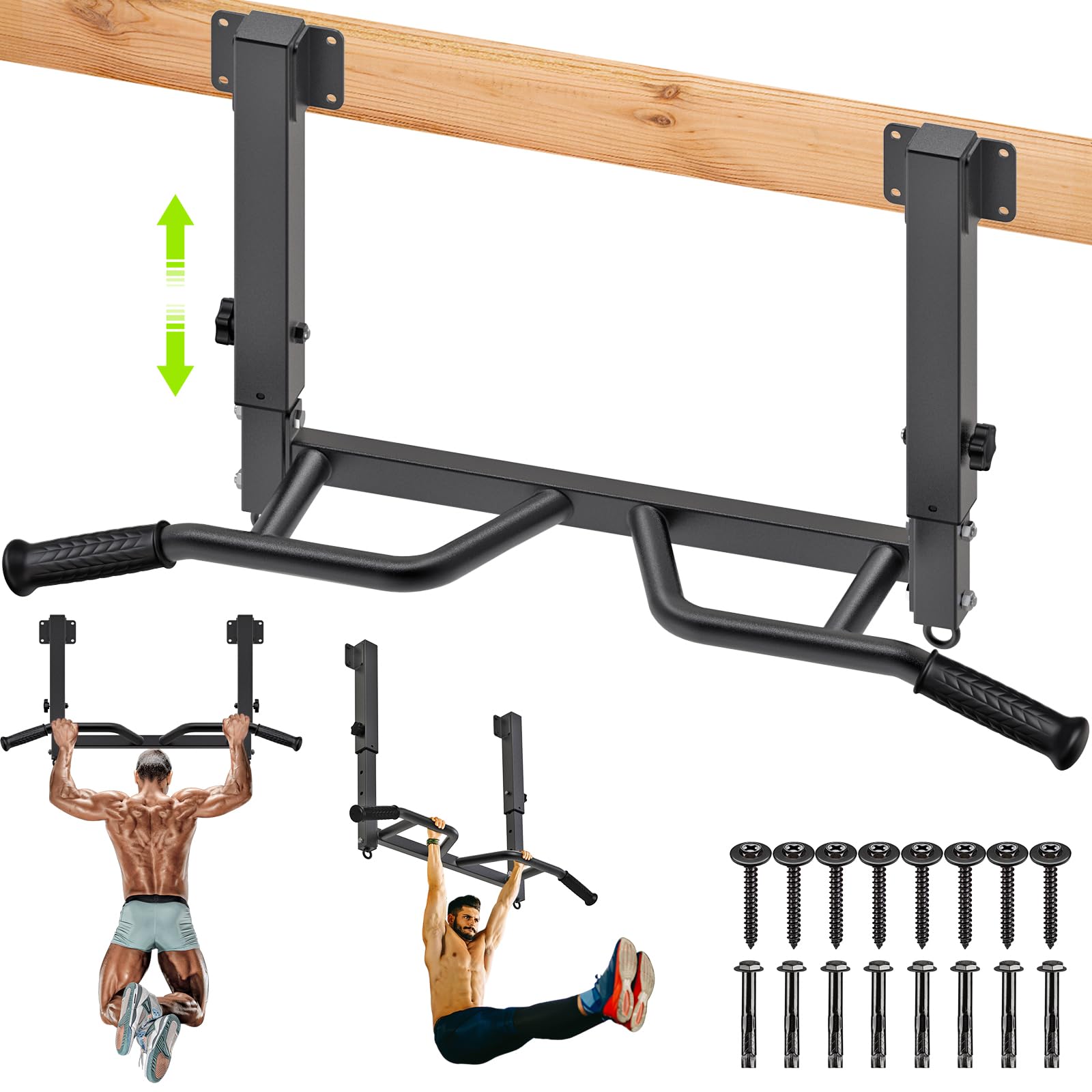 SELEWARE Klimzugststange Wand Klimmzugstange Decke -Pull Up Bar Klimmzugstange zur Deckenmontage, verstellbare klimzugststange Wandmontage mit Multi-Winkel-Griff, robuste Stahlkonstruktion
