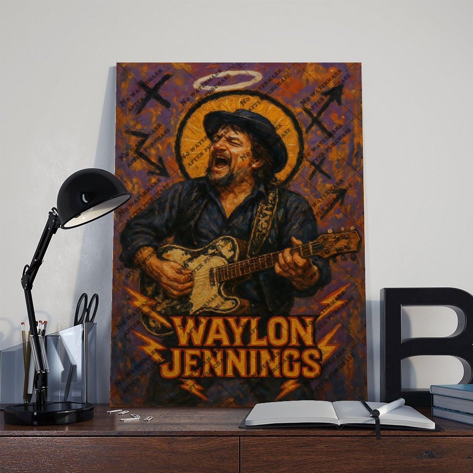 ZYGNBHL Poster della serie "Heaven Needs Country Music", cantante Waylon, decorazione per sala d'intrattenimento, idea regalo, 60 x 90 cm