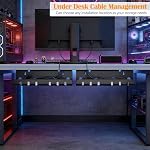 7 code Cable Management Under Desk, Set of 2 Stainless Steel Cable Organizer with Desk Accessories, Under Desk Storage, Cable Ties Cord Organizer, Desk Cable Management Box for Office, Home, Black