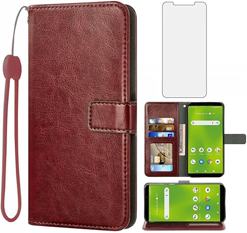 Asuwish Compatible con AT&T Calypso 3 U328AA - Funda tipo cartera, protector de pantalla de vidrio templado y tapa de cuero, soporte para tarjetas,