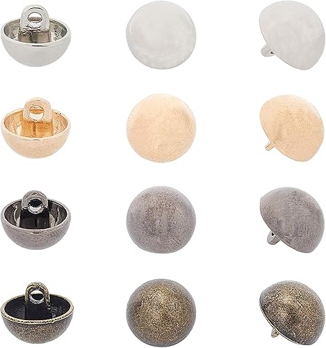 Miniatura 10 de NBEADS 200 mini botones de 4 colores, botones de metal de 0.157 pulgadas de diámetro, botones de costura, forma de hongo para blazers, trajes