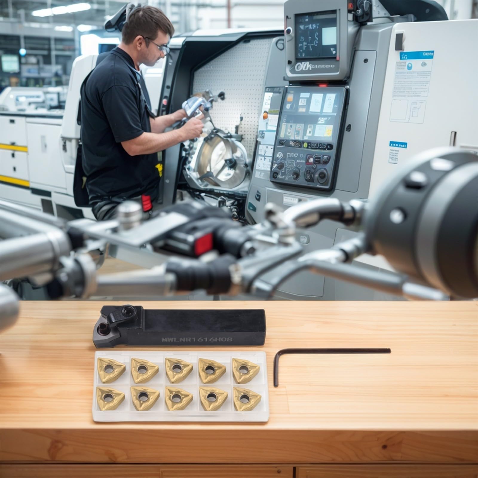 MWLNR1616H08 Drehmeißel Set Mit Halter 16X100mm Und 10 WNMG432 WNMG080408 Hartmetall Wendeplatten Aus Carbonstahl Für CNC Drehmaschine