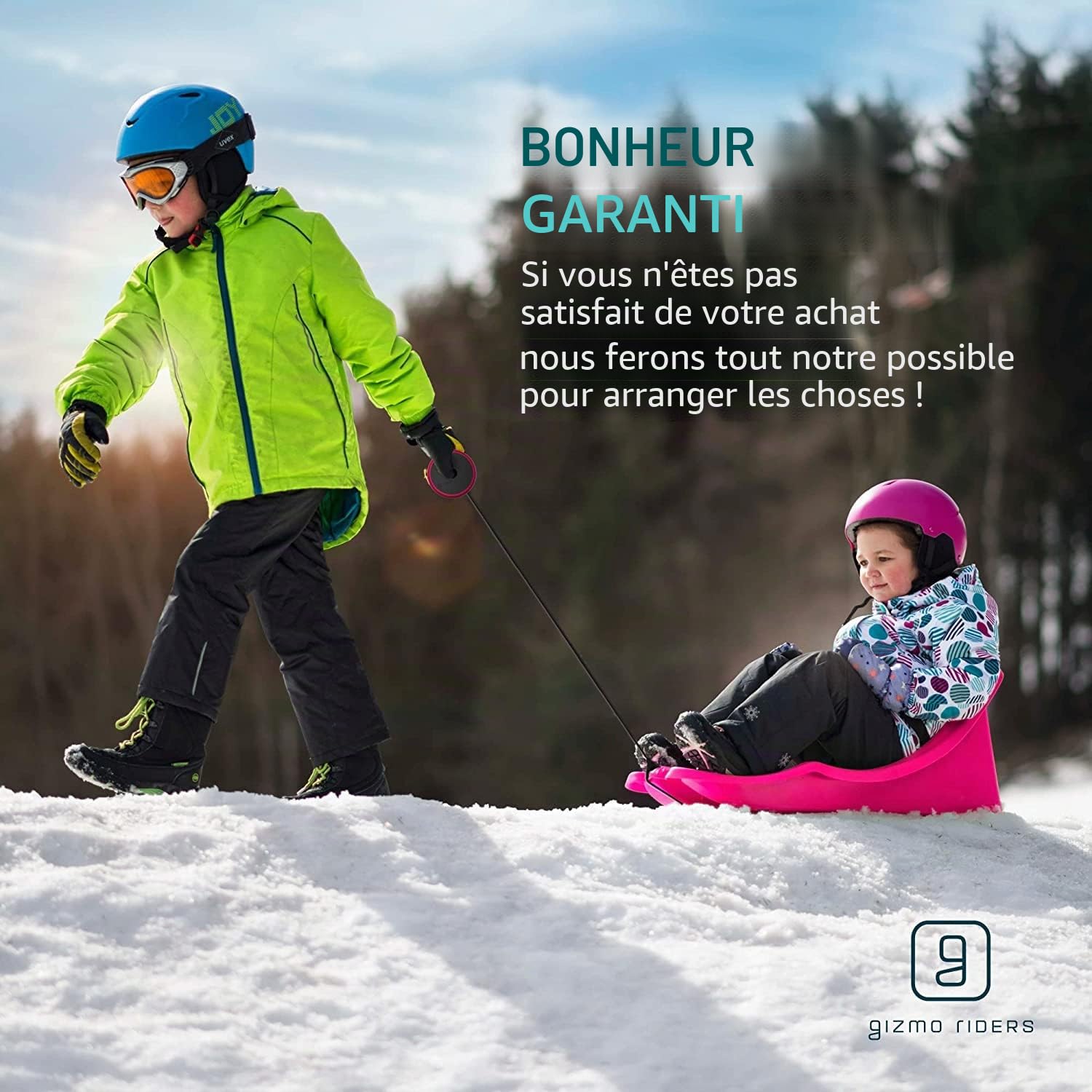 Gizmo Riders Luge pour bébé de 6 mois à 3 ans avec ceinture de sécurité - Luge Bob en plastique de qualité supérieure - Rose