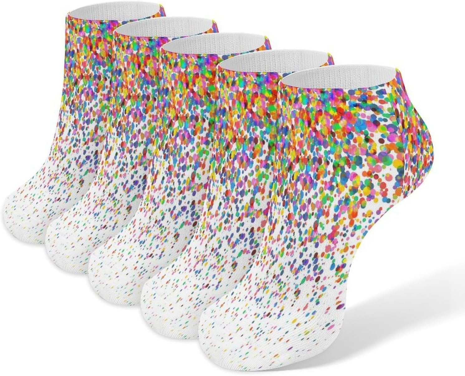 Falling Confetti Ankle Socks for Men Women 5 Pairs
