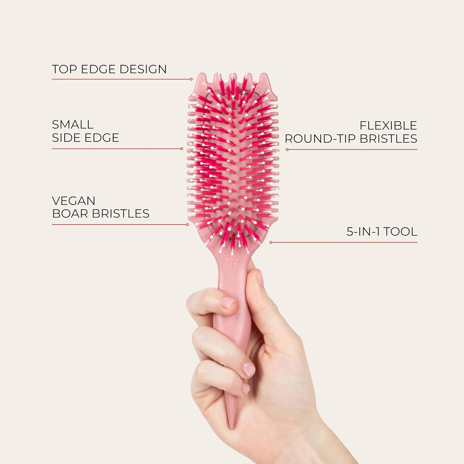 Bounce Curl Volume EdgeLift Brush, 5-in-1 Tool for Volumized Waves, Curls & Coils - Raspberry