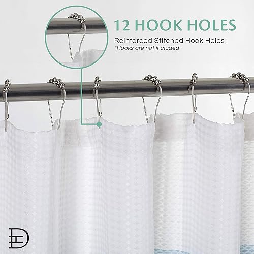 Miniatura 9 de Dainty Home Cortina de ducha con tejido de gofre, patrón de rayas degradadas en rubor, 70 x 72 pulgadas, mezcla de poliéster resistente al agua,