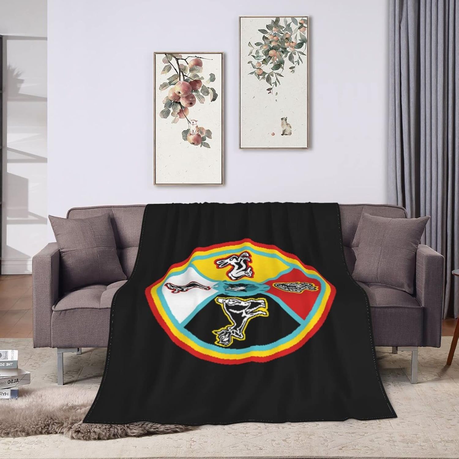 Flag of The Sault Ste Marie Tribe of Chippewa Indians of Michigan Throw Blanket for Couch Bed Sofa Super Soft Cozy Blankets 80"x60" Textured Flannel Throw Blanket