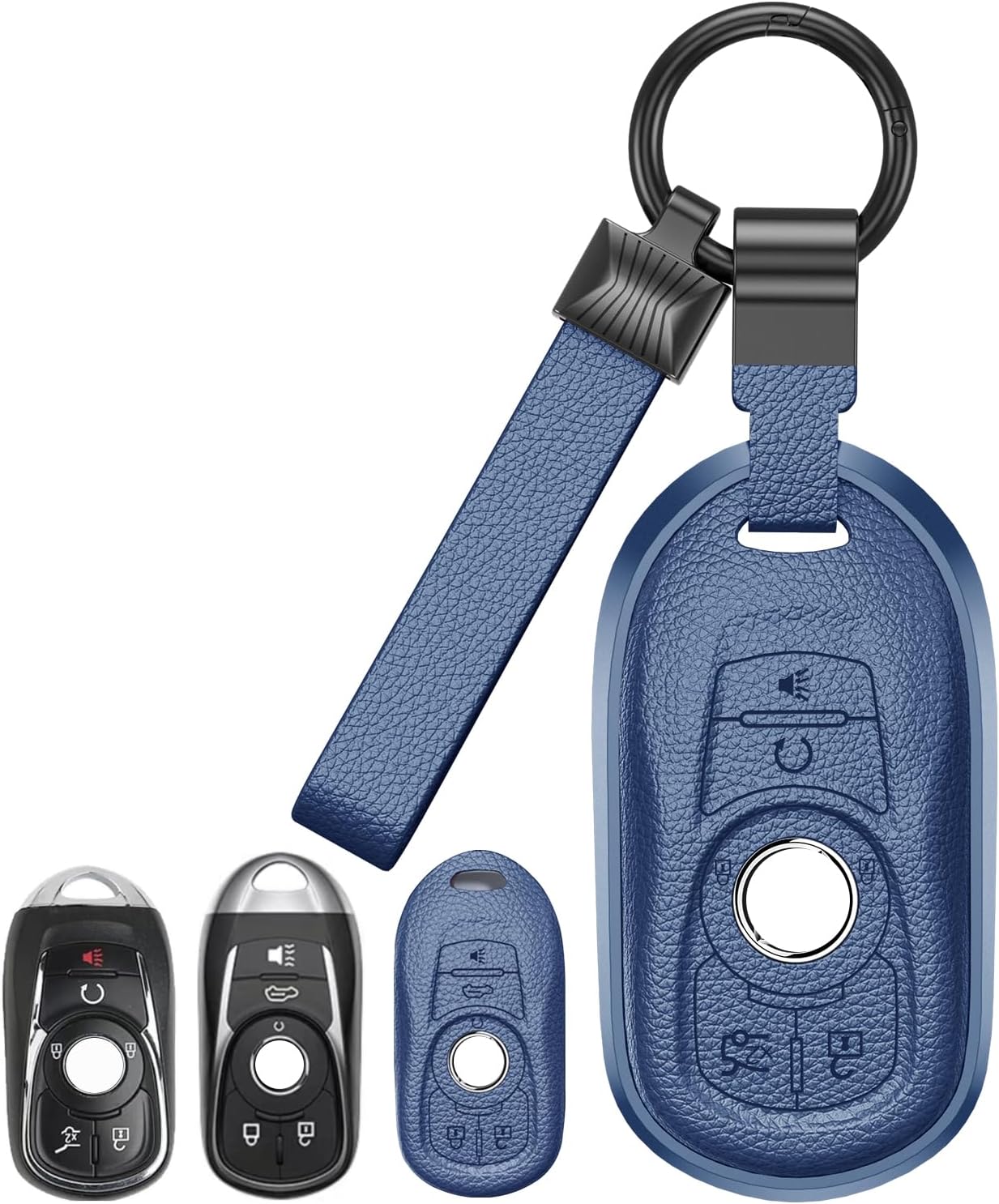 for Buick Key Fob Cover, Full-Body Protection Case Aluminum Frame & Leather, Anti-Scratch Shockproof Shell Compatible with Encore GX Envision Enclave Lacrosse Regal TourX Accessories (C-Brown)