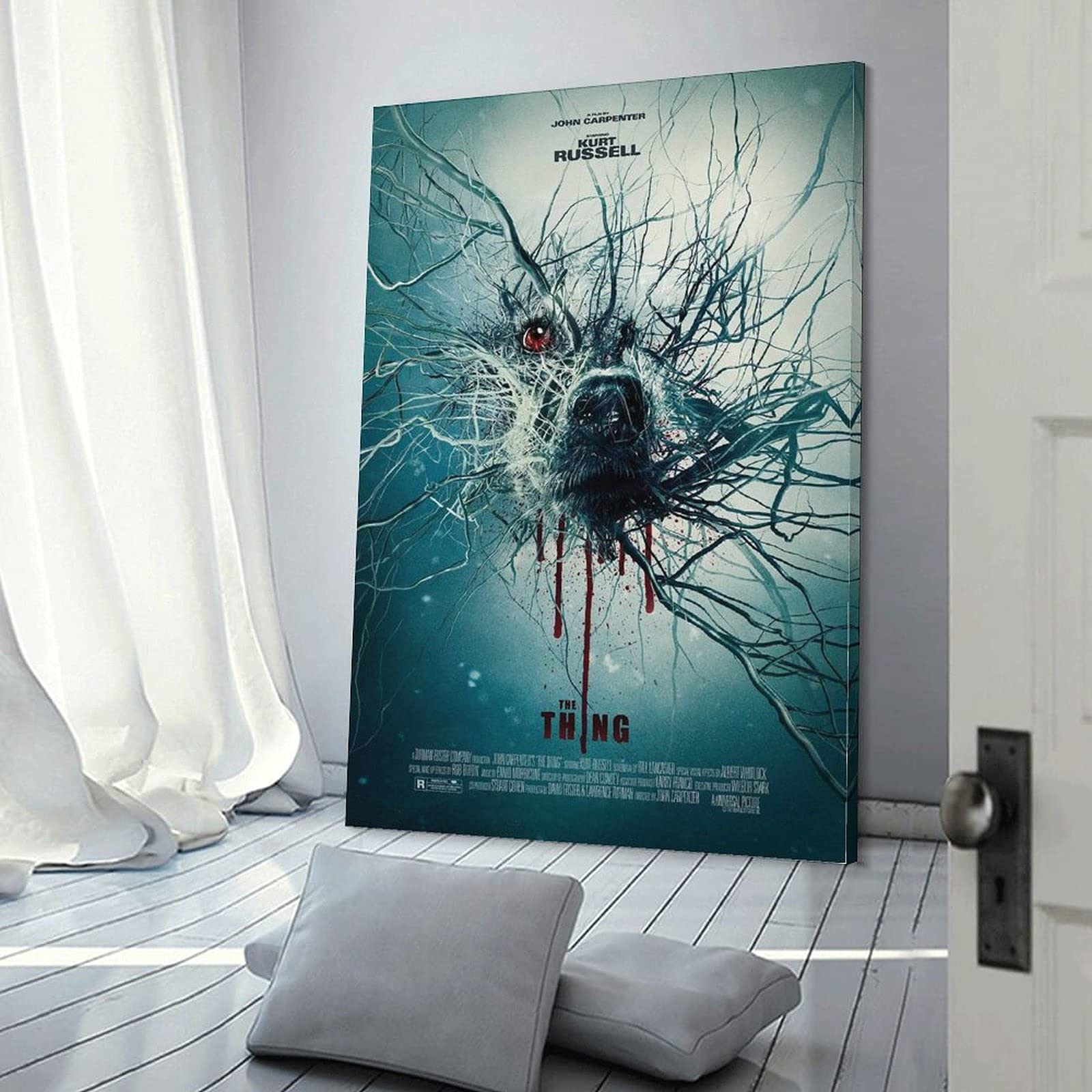 Póster de película de terror The Thing para habitación, póster de arte estético y arte de pared, póster moderno para decoración de dormitorio familiar, 16 x 24 pulgadas (40 x 60 cm)