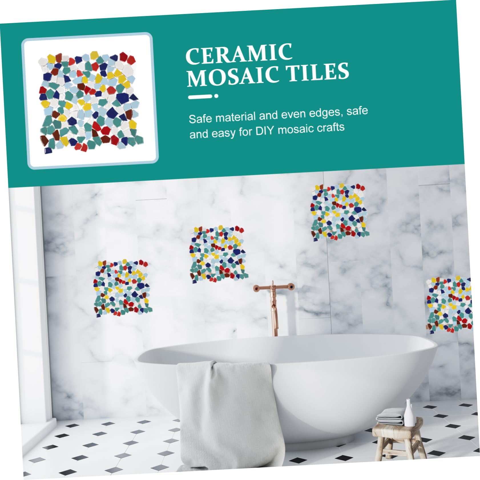 Piezas de Mosaico de Cerámica Irregulares para Manualidades, Material Seguro, Bordes Uniformes, Adecuado para Jardín y Hogar