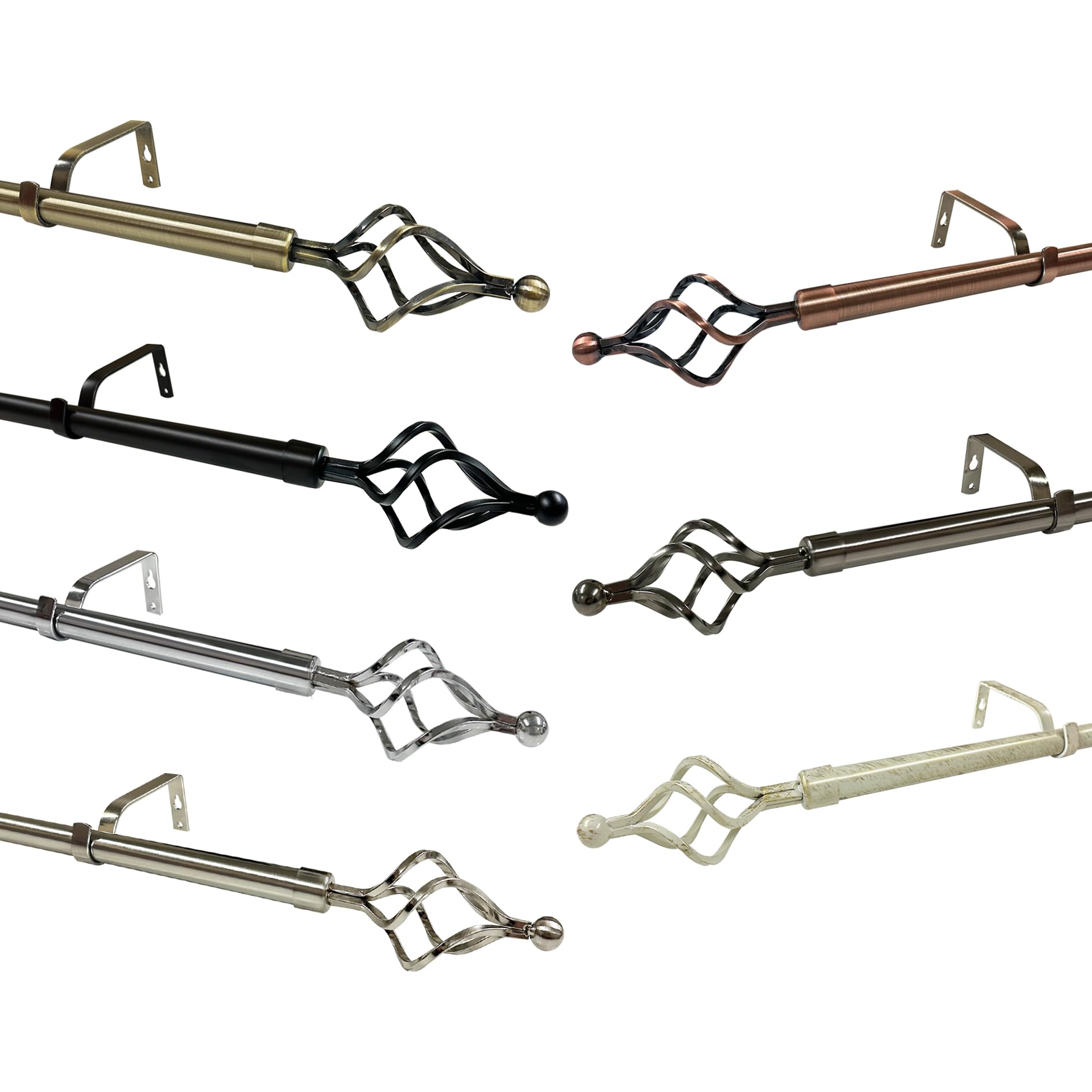 Extendable Curtain Pole Rod 19mm Roma Finials & Heavy Duty Fittings 75cm - 300cm (Black Chrome, 0.7m - 1.1m Extendable)