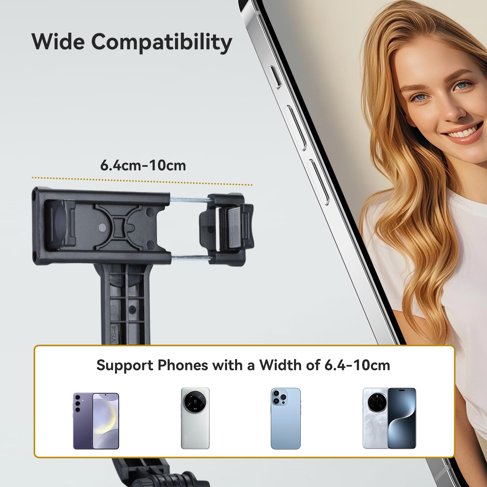 UTEBIT 116CM Trépied Telephone Portable Rétractable avec 2 Lumière, Perche a Selfie, Support de Téléphone avec Télécommande Détachable pour iPhone,Android,Gopro,Appareil Photo