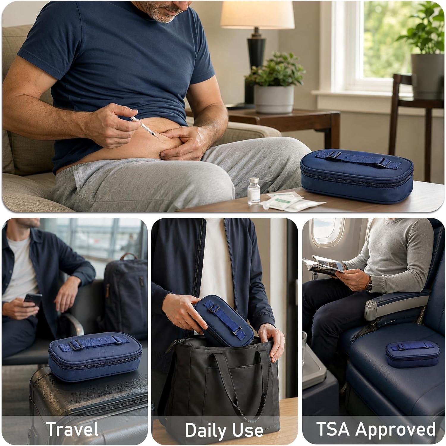 Cruxer Insulin Vial Cooler Travel Case for Diabetes,Portable Refrigerated Medicine Organizer with Ice Brick, Small Bottle Protector Bag for Keeping Medication Cool During Travel