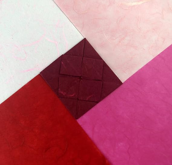 50 Mulberry Paper Sheets Plain Colors Origami Design Craft Hand Made Art Tissue Japan Washi Card Making Decoupage (Pink)