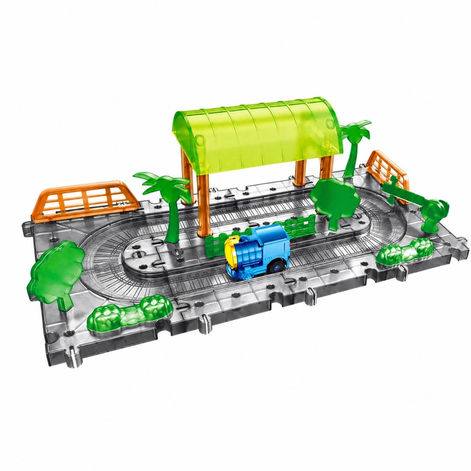 Set Ferroviario con Paesaggio e Binari Componibili Creativo Trenino Elettrico da Plastica Educativo Giochi Famigliare, Area Studio