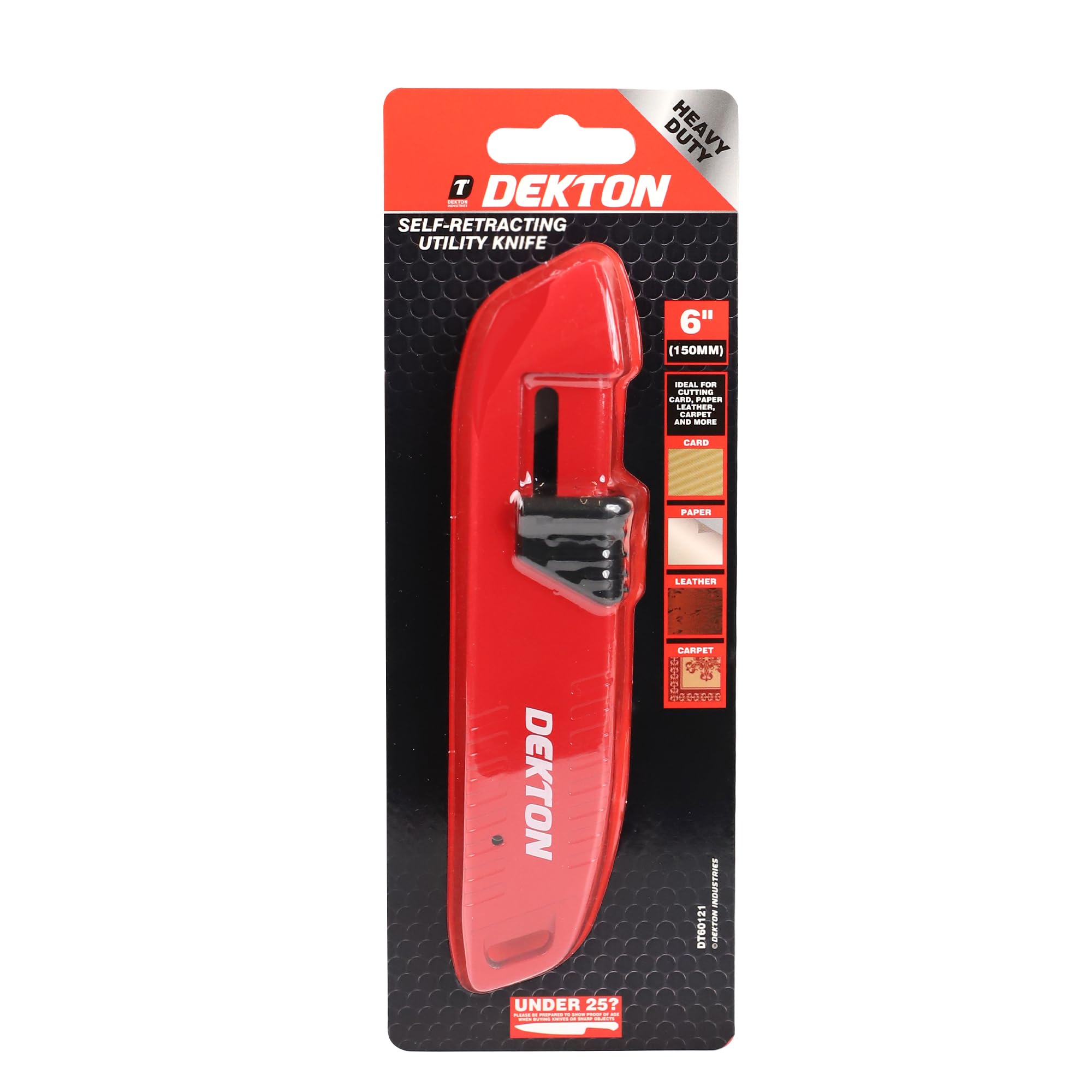 Dekton Self-Retracting Knife – Safety Utility Knife with Automatic Blade Retraction | Ergonomic Handle | Ideal for Cutting Tasks, DIY, and Professional Use | Durable and Easy to Carry