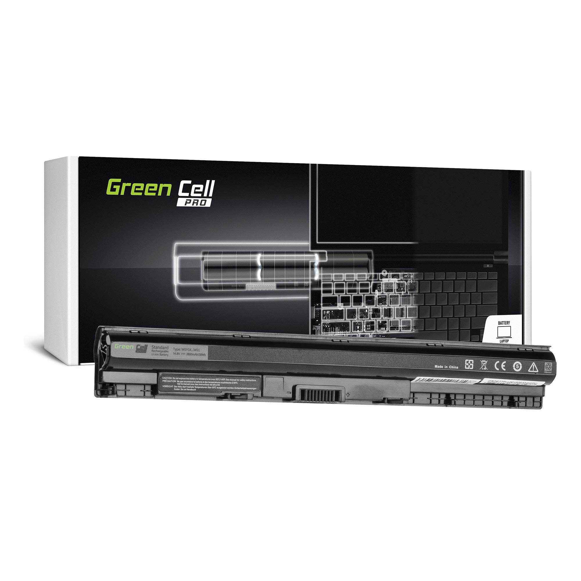 Green Cell PRO Bateria 453-BBBR GXVJ3 HD4J0 HD4JO K185W M5Y1K WKRJ2 do Dell Inspiron 15 3555 3558 5551 5552 5555 5558 5559 17 5755 5758 5759 Latitude 3470 3570 (2600 mAh, 14.4-14.8 V, Kolor Czarna)