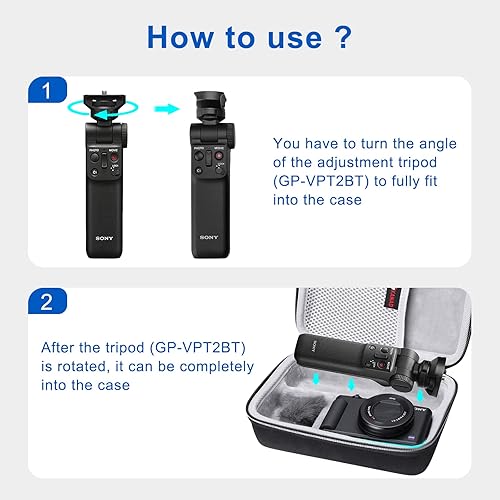 Miniatura 3 de XANAD Funda negra para cámara de vlog digital Sony ZV-1  ZV-1F  ZV-1 II con kit de accesorios Vlogger trípode (GP-VPT2 BT) y micrófono