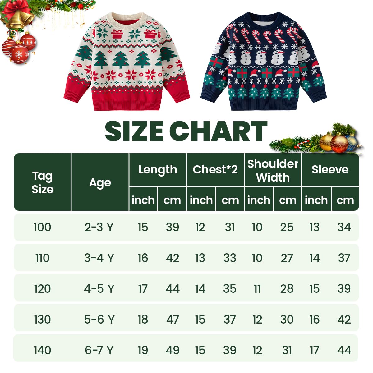 JiAmy Bébé Noël Pull Sweat-shirt Tricoté Hiver Chandail Manche Longue Cerf Tenues 1-6 Ans