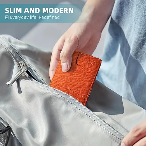 Miniatura 10 de Zitahli Billetera delgada para hombre de mayor capacidad con 12 ranuras con bloqueo de interferencia de radiofrecuencia minimalista doble bolsillo