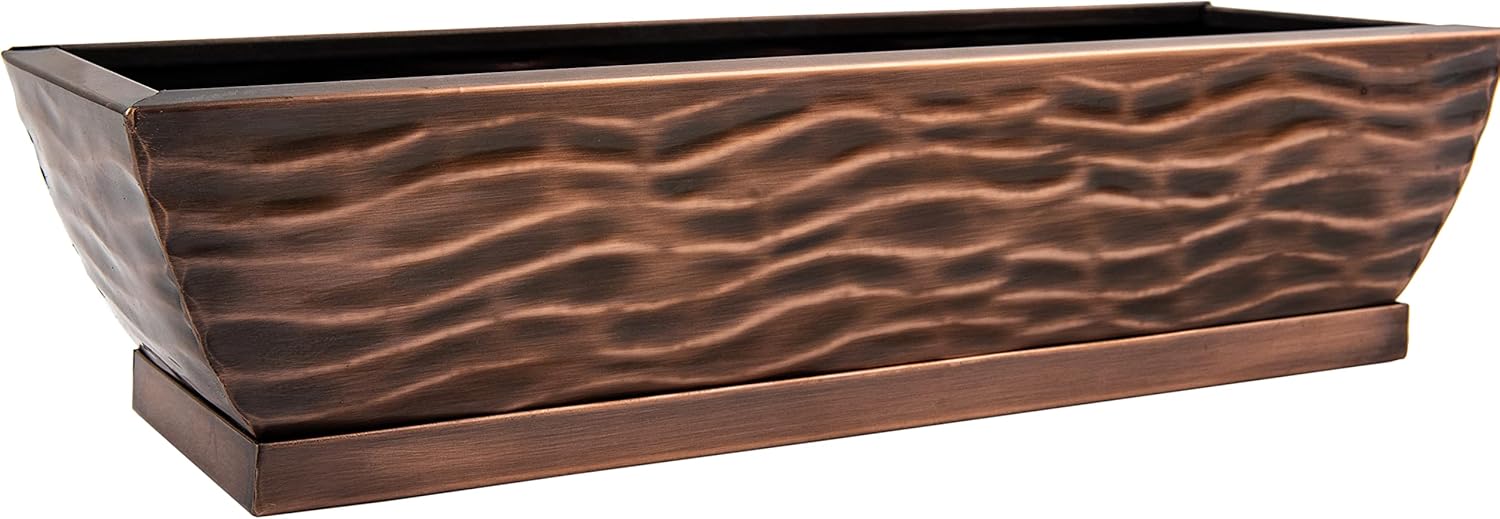 H Potter Succulent Planter Rectangular Plant Pot Flower Indoor Outdoor Window Box (Antique Copper Large)