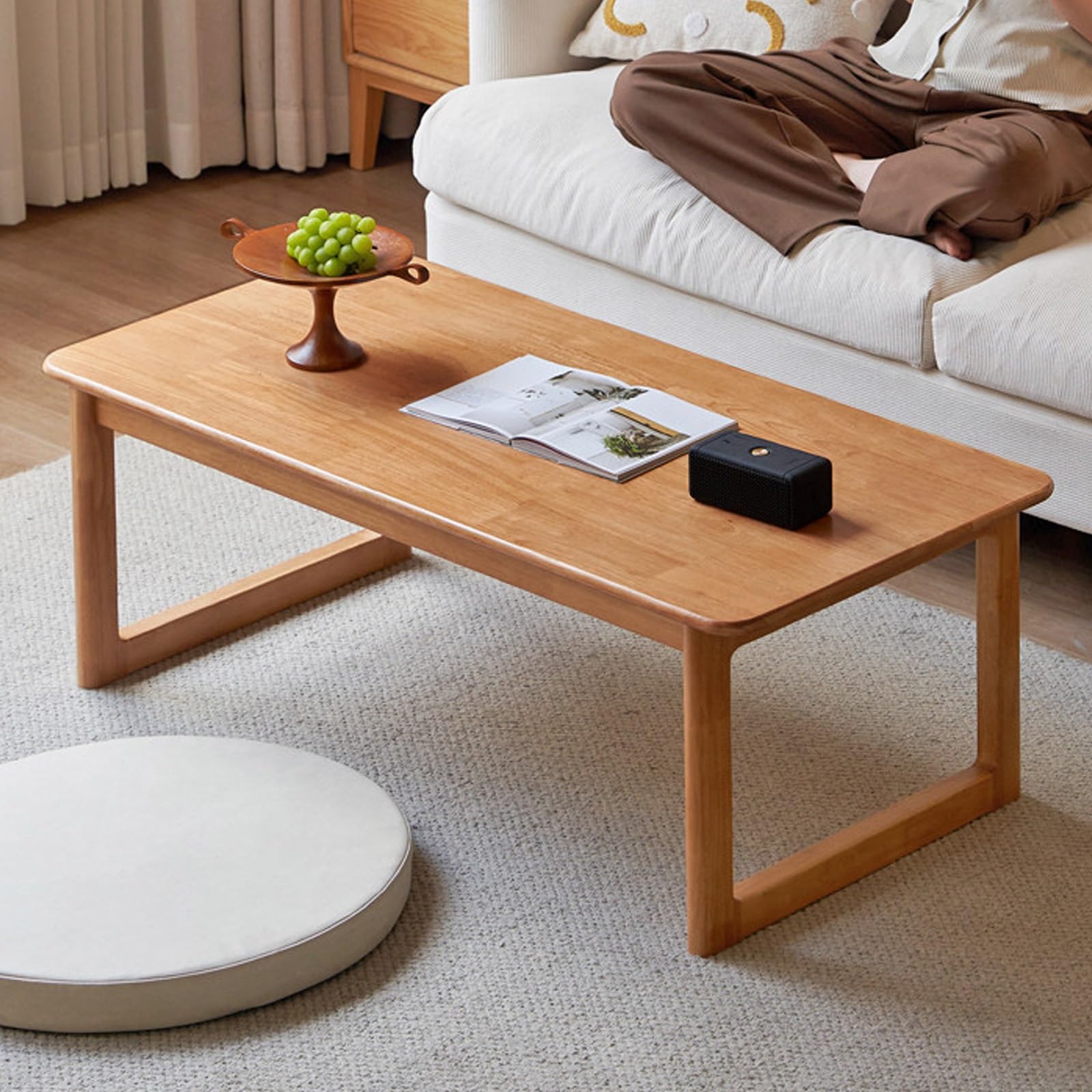 Mesa de Centro Plegable de Madera Mesa de Suelo Bajo Espacio Pequeño