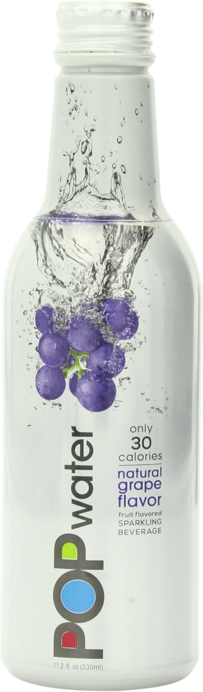 POPwater Sparkling Fruit Flavored Beverage, Grape, 11.2 Ounce (Pack of 12)