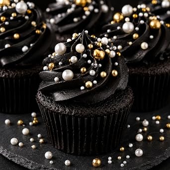 100 g Beads Cake Sugar Litter Pearl Sprinkles Mix Cake Sprinkles Topper White Sugar Litter for Desserts Cupcake Cookies Macaron Doughnut Sugar Sprinkle On Birthday Party (White Gold)