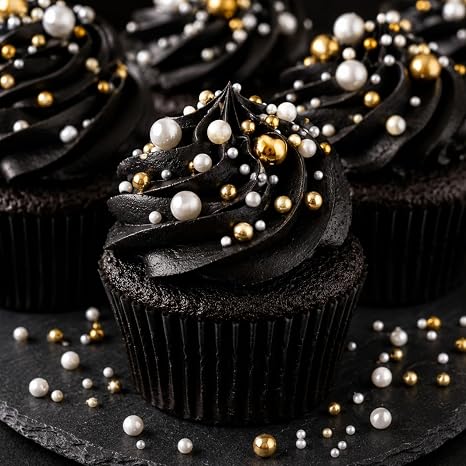 100 g Beads Cake Sugar Litter Pearl Sprinkles Mix Cake Sprinkles Topper White Sugar Litter for Desserts Cupcake Cookies Macaron Doughnut Sugar Sprinkle On Birthday Party (White Gold)