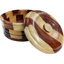 Wooden Handcrafted Chapati Holder Indian Chapati Roti Bread Holder Box Pancake Keeper Serveware Hot Pot Dish With Lid Home Kitchen Dining Home Decor 8 x 3.5