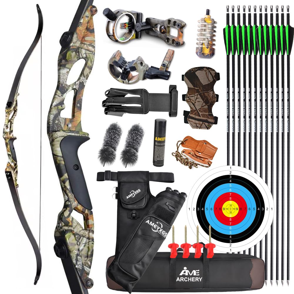 56 Zoll Takedown Recurve Bogen 30-50lbs Langbogen Recurvebogen Set Jagdbogen Erwachsener Bogen für Rechtshänder