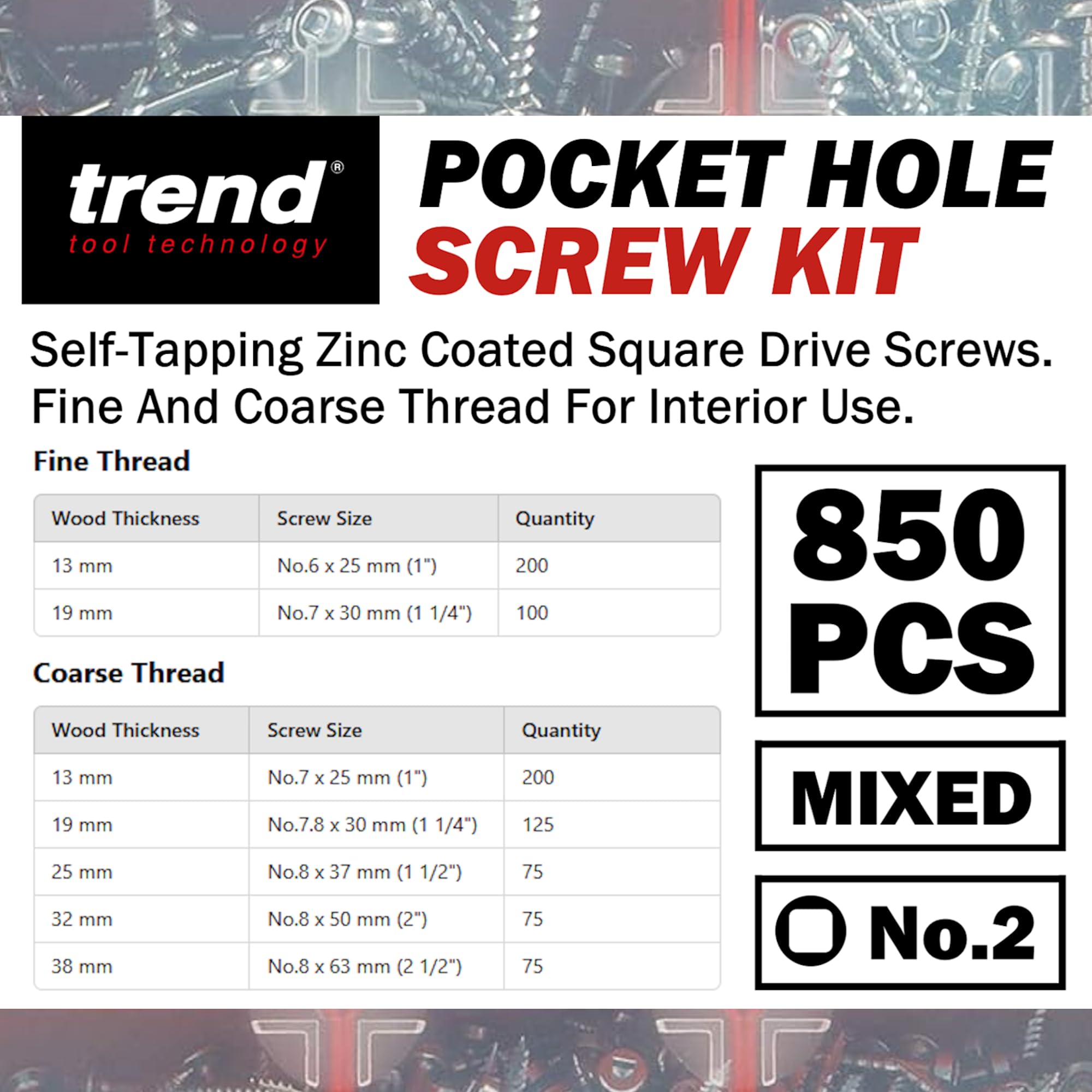 Image secondaire de Lot de 850 Vis Trend pour Trou de Poche avec Mallette de Transport