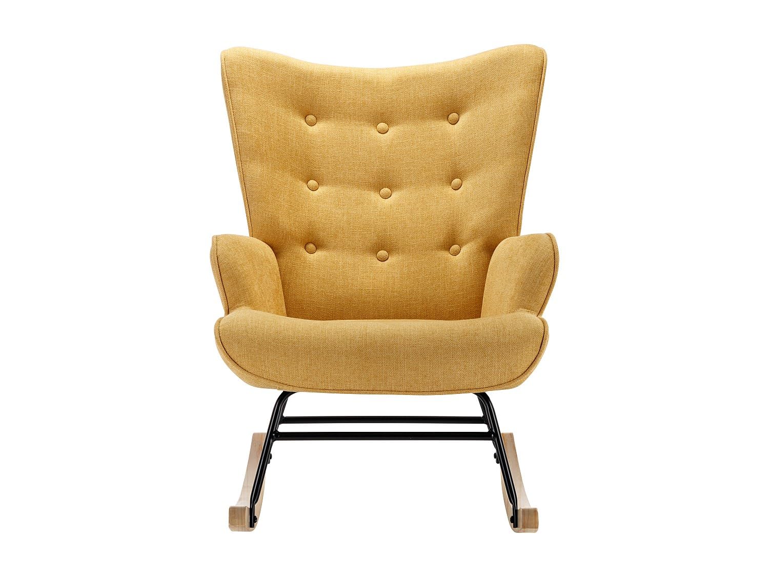 Vente-unique - Fauteuil à Bascule en Tissu chiné Jaune Moutarde ELMINA II