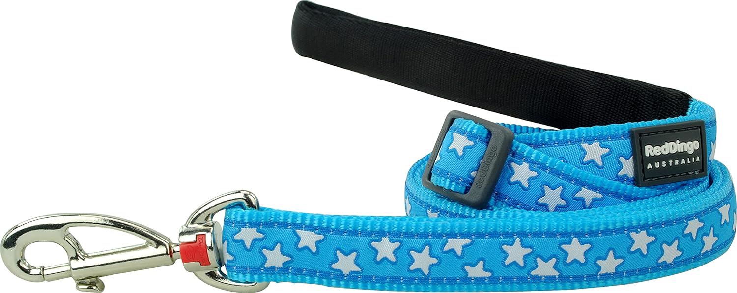 Red Dingo Turquoise with White Stars Dog Lead, Large