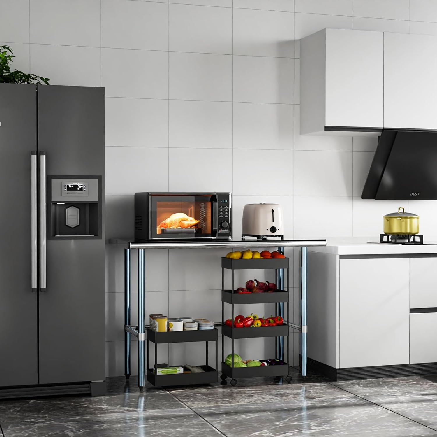 48"x24" Stainless Steel Prep Table - NSF Certified Heavy Duty Commercial Work Table for Kitchen, Restaurant, Home, Hotel, Garage, Laundry - Durable Metal Construction