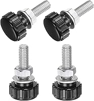 Vista 104 de Uxcell 4 juegos de perillas estriadas con tornillos de pulgar y tuercas, rosca macho métrica M6 x 35 mm, cabeza de plástico de 25 mm, perillas