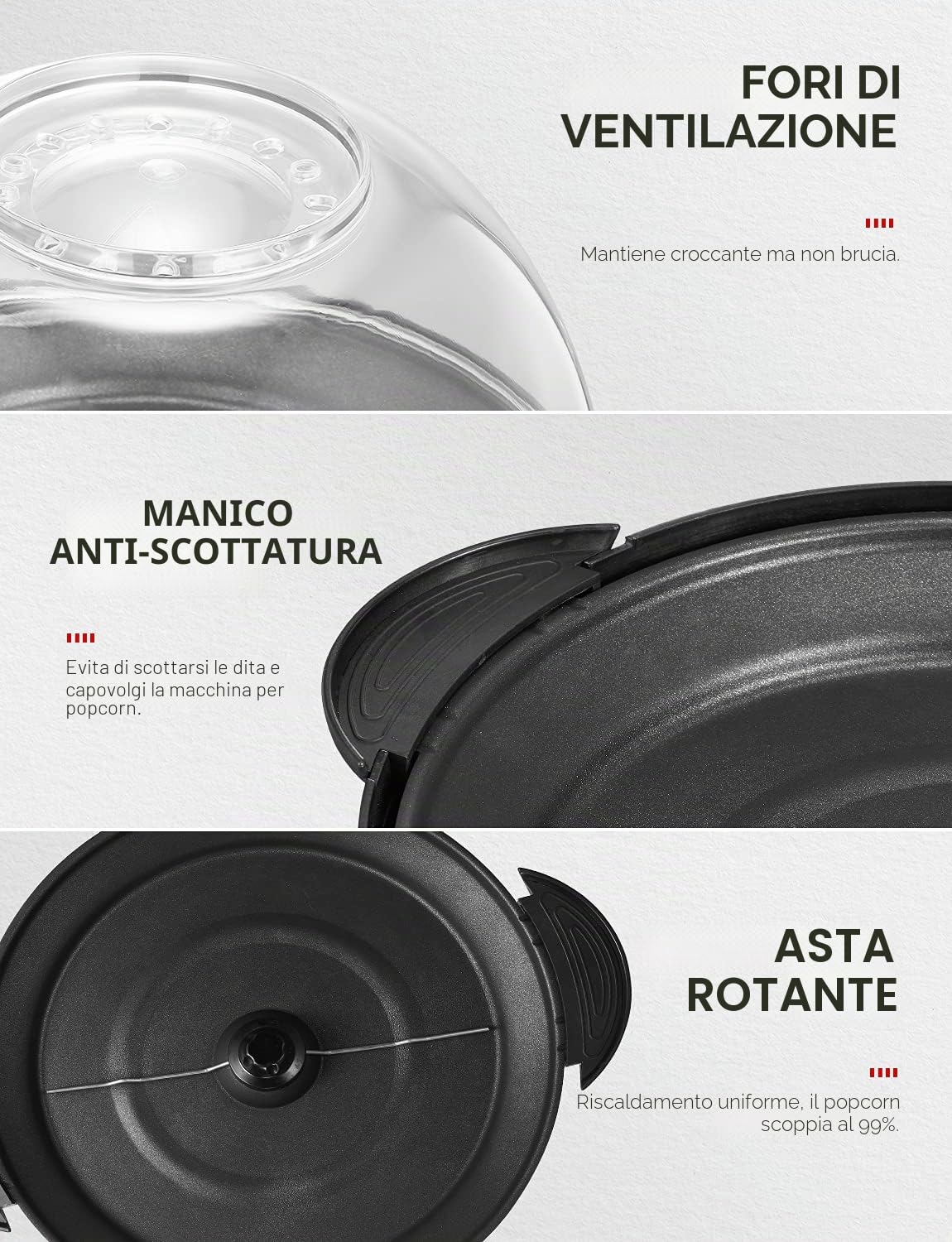 VINATO Macchina Popcorn, Macchina Pop Corn da 5 Litri per la Casa, con Rivestimento Antiaderente e Superficie Riscaldante Rimovibile, Macchina per Pop Corn Silenziosa e Veloce