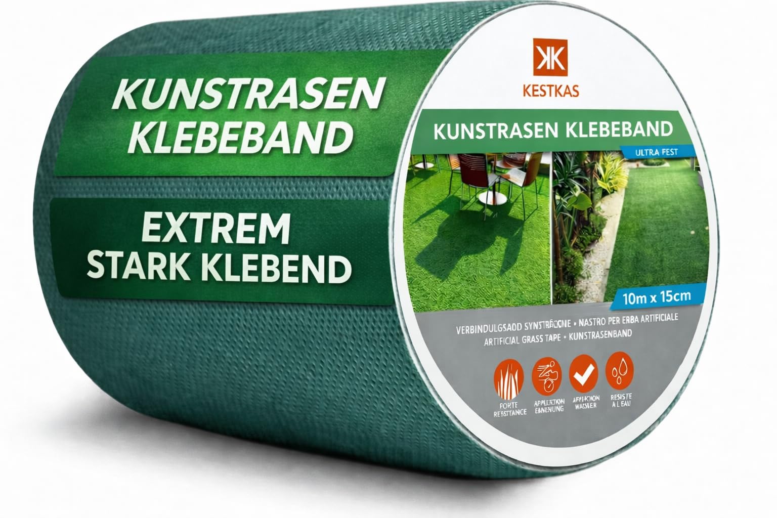 Kunstrasen Klebeband 15cm x 10m Selbstklebendes Fugenband für Kunstrasen -Teppich Band zum Verbinden von - Kunstrasen Outdoor - Kunstrasen Klebeband außen