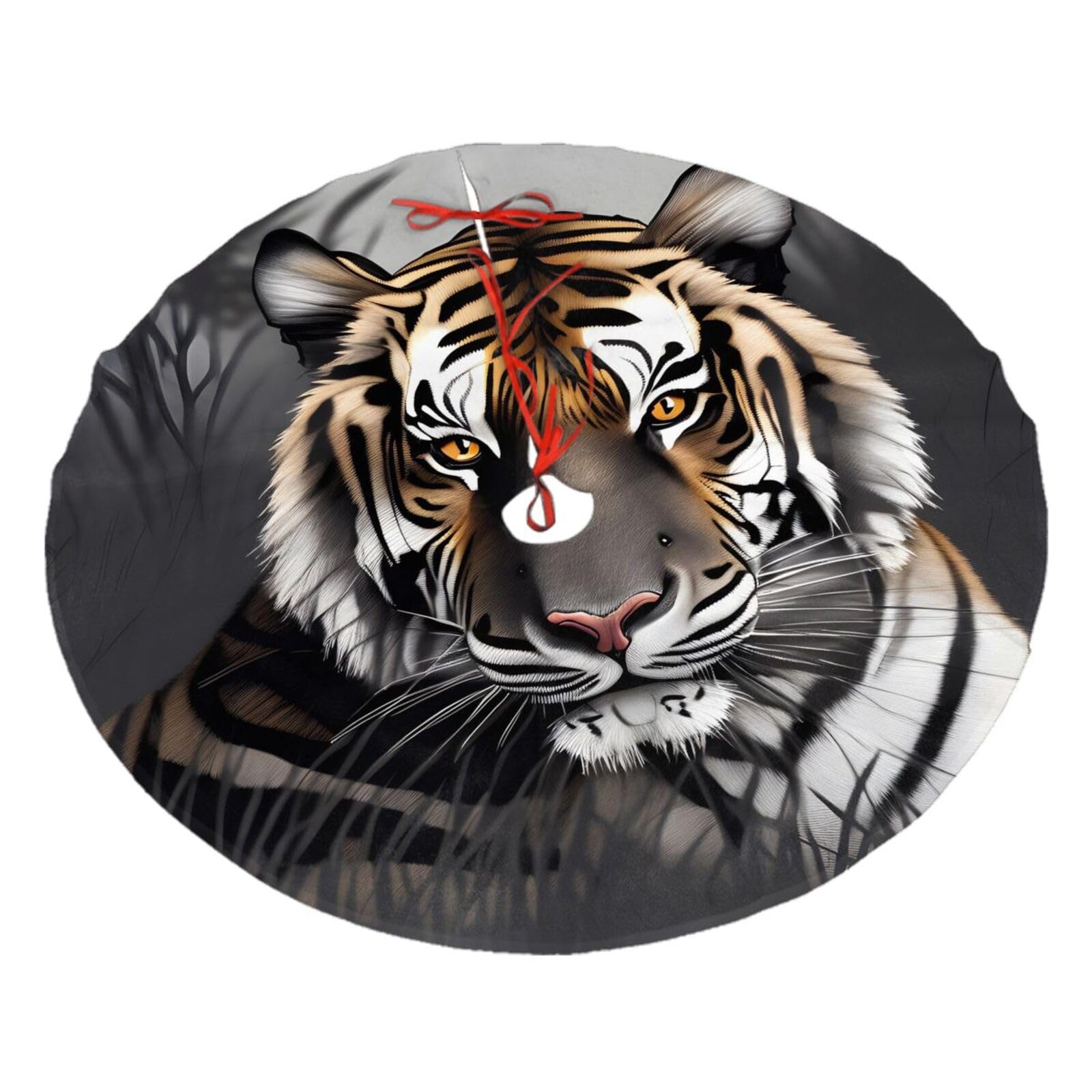 Tiger at Rest Printed Christmas Tree Skirt Christmas Plush Tree Skirt 36 inches (about91 cm) ChristmasIndoor and Outdoor
