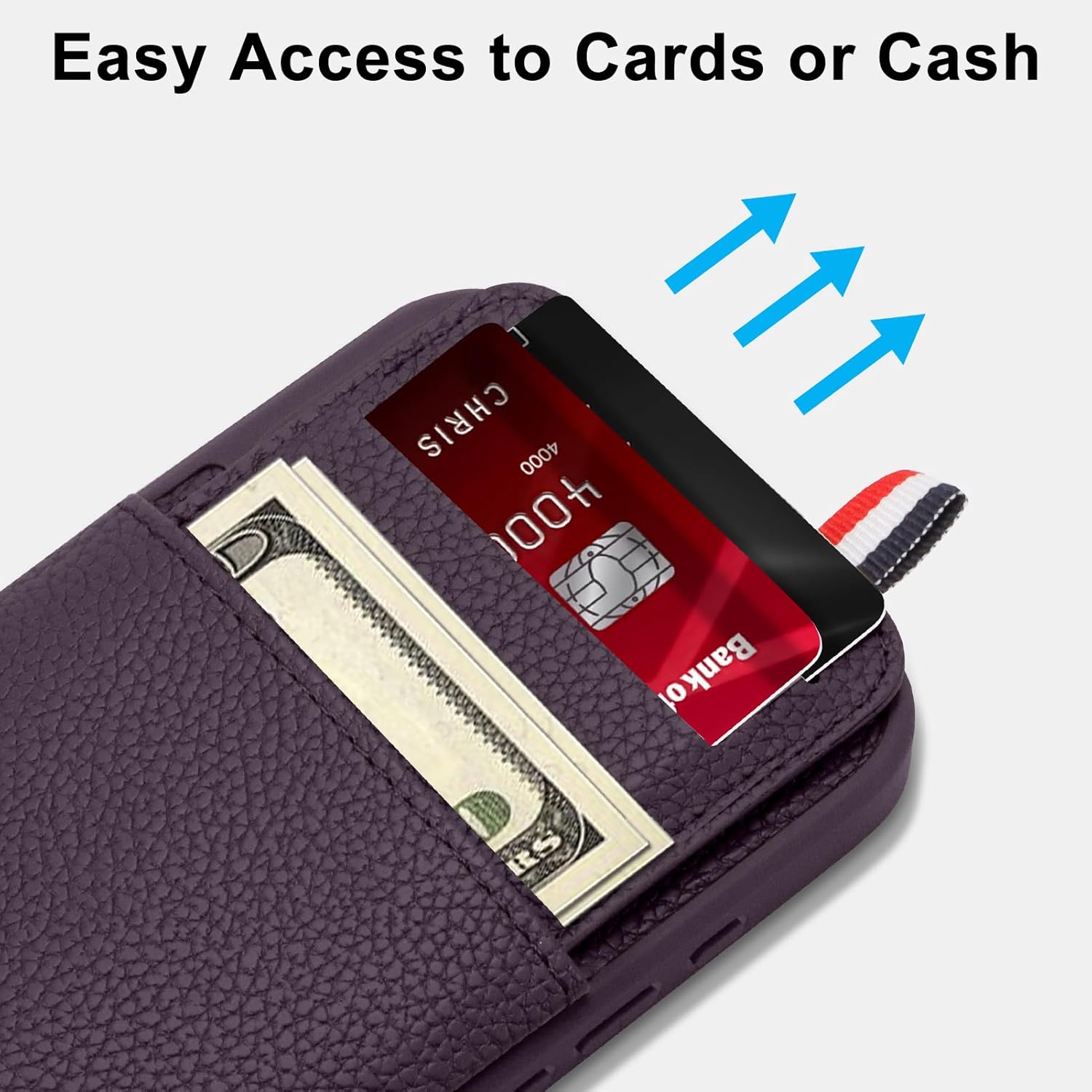 Wallet Phone Case for iPhone 16 Pro Case with Card Holder for Men Women, Dark Purple Leather Protective Phone Cover for iPhone 16 Pro Cases with Wallet