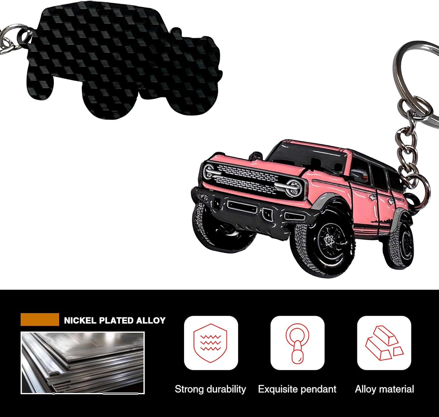 Car Keychain Compatible with Ford Bronco. Alloy Car Pattern Keychain. Key Accessory. - Image 5