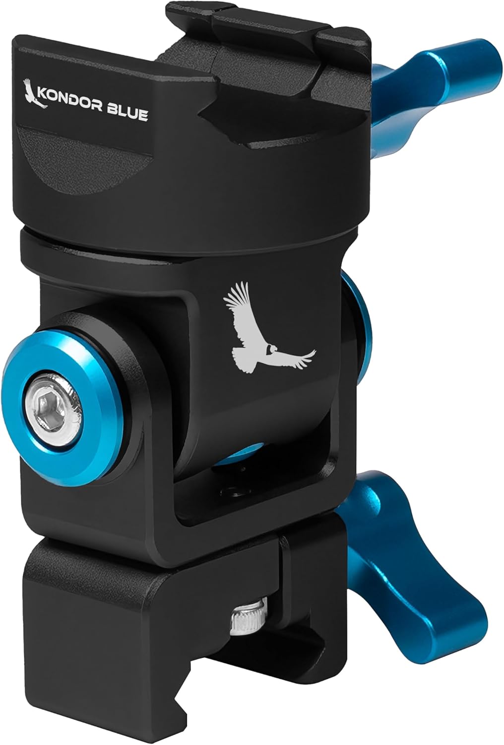 KONDOR BLUE | 1/4-20 Pan Tilt Monitor Swivel Mount with ARRI Locating Pin | 360 Swivel, 180 Tilt, Adjustable Tension Lock for Field Monitors and Camera Rigs | Black