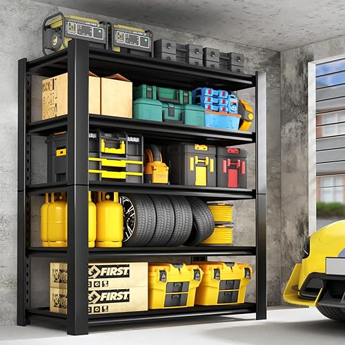 Estantería de almacenamiento de garaje de 5 niveles resistente, estante de metal sin pernos para organización de garaje, estante de acero